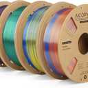 Tri-Colors Silk PLA 3D Printer Filament, Rainbow PLA Filament 1.75mm, Dimensional Accuracy +/- 0.02 mm, Coextrusion 3D Filament, 1KG X 4 Spools