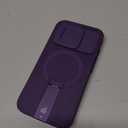 SURITCH for iPhone 15 Pro Case with Magnetic Camera Slide Cover and Adjustable Kickstand, Compatible with MagSafe, Shockproof Bumper Case Slim Protective Cover 6.1 Inch, Dark Purple