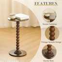 Fultyle Round Side Table, Small Drink Table for Small Spaces, Modern Accent Nightstand with Solid Wood Leg for Living Room, Bedroom, Corners, and Office (Rustic Brown)