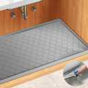 Silicone Under Sink Mat 31" x 22", Kitchen Essentials and Gadgets, Shelf Liner and Cabinet Protector, Home Organizers and Storage, Waterproof Bathroom Tray (Light Gray)