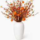 Remerry 11 Pcs Thanksgiving White Vase with Fall Flowers Artificial Fall Centerpieces for Tables Decorations Fake Pumpkin Flower with Pot Floral Arrangement Stems for Home Harvest Festival Autumn