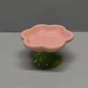 Ceramic Elevated Cat Bowls Flower Dish, Small Raised Dish Flower Ceramic Raised Bowls for Cats and Small Dogs reducing pet’s Neck Bending and Pressure （Pink Green）