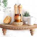 Farmhouse Corner Shelf Stand [with Removable Feet] - Bathroom Countertop Organizer, Decorative Tray Riser, Beaded Wooden Tray, Corner Tray Plant Stand, Coffee Bar Organizer for Kitchen Countertop (Rustic Brown)