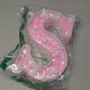 Pooqla LED Marquee Letter Lights, Pink Glitter Light Up Letters Alphabet Sign Battery Powered Night Light, Birthday Party Wedding Girls Gifts, Christmas Room Dorm Bedroom Decoration, Pink Letter S (Warm White)