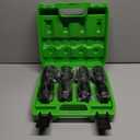 SUNHZMCKP 1/2" Drive Deep 6-Point Impact Socket Set, 8-Piece Standard SAE Spindle Axle Nut Impact Socket Set, Cr-Mo, 1-1/4-Inch to 1-3/4-Inch Size