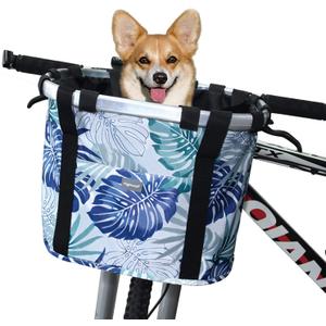 RAYMACE Bicycle Basket Dog Bike Handlebar Basket Front,Folding Detachable Quick Release Easy Install,Cycling Picnic Bag