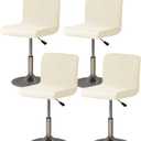 Gollense Bar Stool Covers Set of 4 Stretch Pub Counter Stool Chair Covers with Backs, Square Swivel Barstool Seat Slipcover with Elastic Bottom for Low Short Back Dining Chair (Beige)