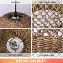Arturesthome Boho Round Pendant Light,1-Light Rattan Chandelier Hand-Woven Wicker Pendant Light Coastal Beach Ceiling Hanging Light for Kitchen Island Living Room W 19.68"