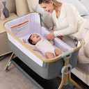 Amazon.com: Larex Baby Bassinet Bedside Sleeper for Baby, Baby Crib Bed for Newborn Infant, Bedside Bassinet with Wheels, 5 Adjustable Height, Mosquito Net, Breathable Mattress and Mesh, Storage Basket and Bag : Baby