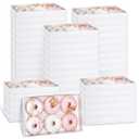 Karenhi 48 Pcs Clear Cookie Boxes with Full Window 9.5 x 5.9 x 1.3 in Bakery Treat Boxes Macaron Chocolate Donuts Pastry Clear Lids Packing Cotainer for Graduation Wedding Grad Party(White)