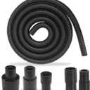 12 Foot Long Dust Collection Power Tool Hose Kit for Multiple Types/Brands of Power Tools and Work Shop Vacuums with Threaded Fittings (Hose w/ 5 Fittings)