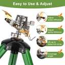 Pattiumo 2 Pack Lawn Sprinklers for Yard - 360 Tripod Sprinklers for Yard Large Area - Heavy Duty with 3/4 Inch Connector and Extension Legs - Flip Locks