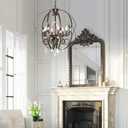 Oil-Rubbed Bronze Crystal Chandeliers for Dining Room Light Fixture, 6-Light 26 Inch Sphere Vintage Chandelier for Kitchen Island, Living Room, Foyer, Staircase, Entry, Villa