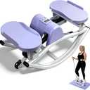 Rock Stepper Side to Side Low Impact Stair Stepper, Side Steppers for Exercise at Home with Resistance Bands & Non-Slip Mat  Exercise Step Balance Board Workout Equipment for Apartment & Living Room (Purple)