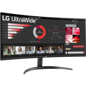 LG 34 Inches 21:9 Curved Ultra Wide Monitor, WQHD(3440 x 1440 Pixels), sRGB 99%(Typ), HDR 10, Dual Controller, PBP, Flicker Safe, Smart Energy Saving, HDMI, DP, Head Phone Out,Tilt, Black, 34WR50QC