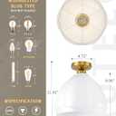 AUTELO 12" Milk Glass Ceiling Light, Gold Semi Flush Mount Ceiling Light, 11.81 inch