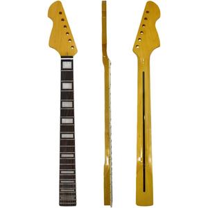 Left Hand Electric Guitar Neck Big Head Yellow Lacquer Finish, 22 Fret 628mm Maple Big Heads Electric Bass Necks Square inlay,Normal nut,Bolt on heel