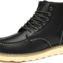 Men's Fashion British Style Leather Work Boots Slip Resistant Shock Absorbing Full Grain Leather High Top Leather Boots Industrial Construction, Roofing, Electricians (Black, 46)