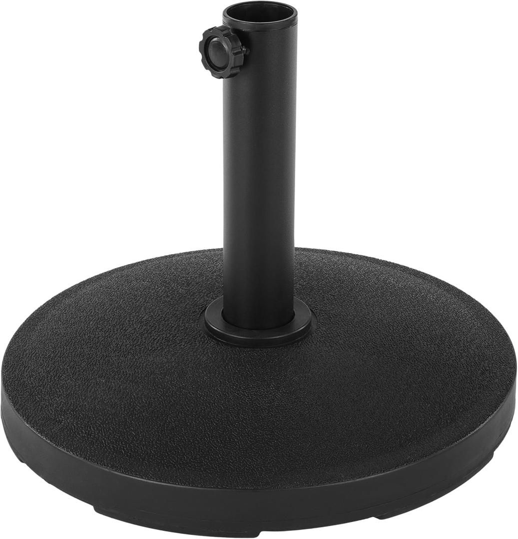 Pure Garden Patio Umbrella Base Stand - 26lb Weighted Polyethylene and Cement - 9.8 Stem Fits 1.5-1.9 Diameter Poles - Outdoor Umbrella Base for Deck or Pool, Black