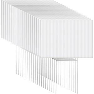 20 Pack Blank Yard Signs with Stakes Bulk Corrugated Plastic Lawn Signs Double Size for Garage Sale Real Estate Open House Rent Guidepost Birthday Party Decorations