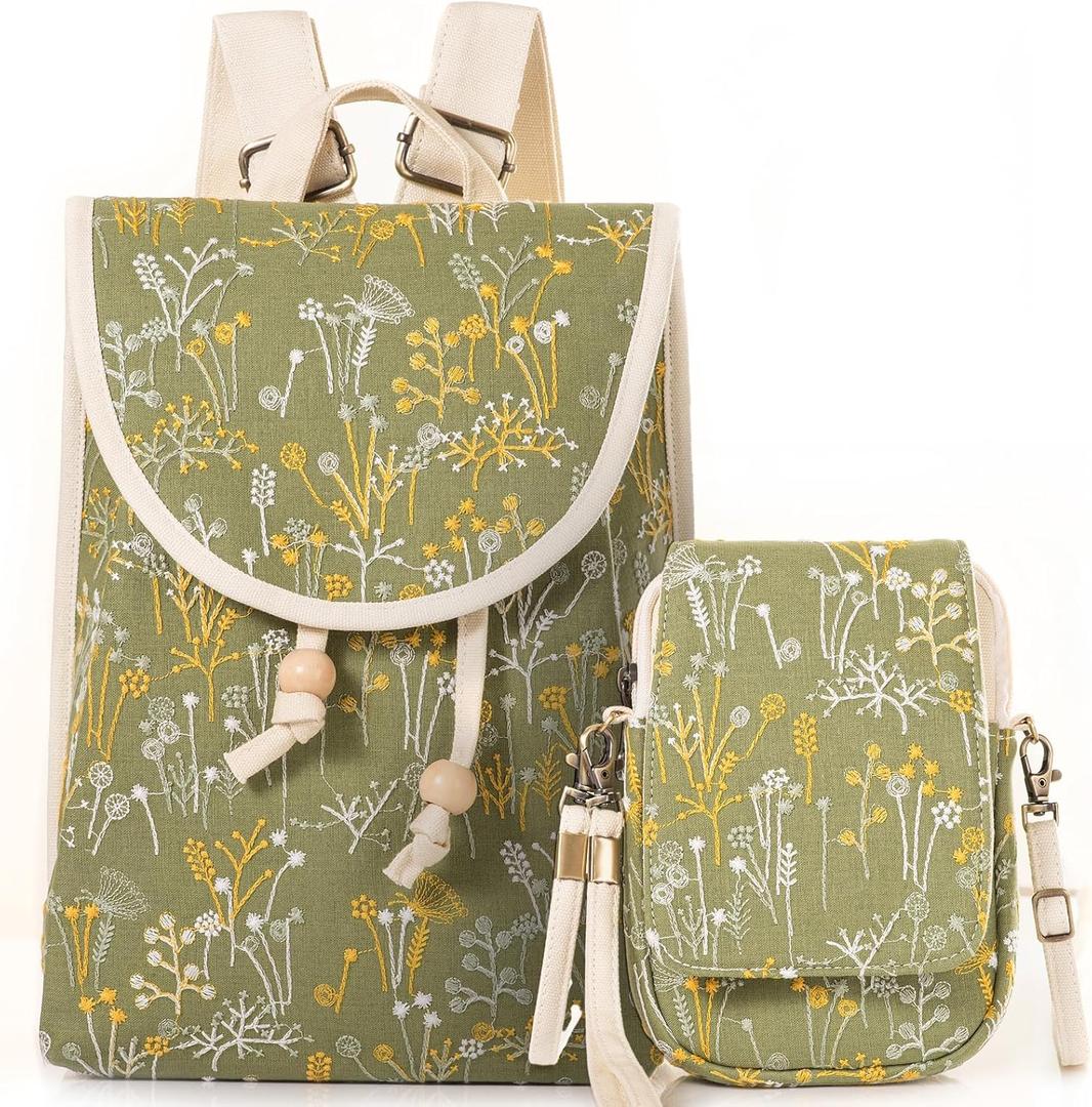 Goodhan Vintage Embroidered Women Backpack Ethnic Travel Handbag Shoulder Bag