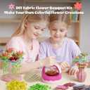 Fabric Flower Bouquet Craft Kit, DIY Arts & Crafts Toy for Kids, Creative Flower-Making Activity Set, Educational Preschool Toy, Perfect Birthday & Christmas Gift for Girls Ages 4 5 6 7 8+ (red)