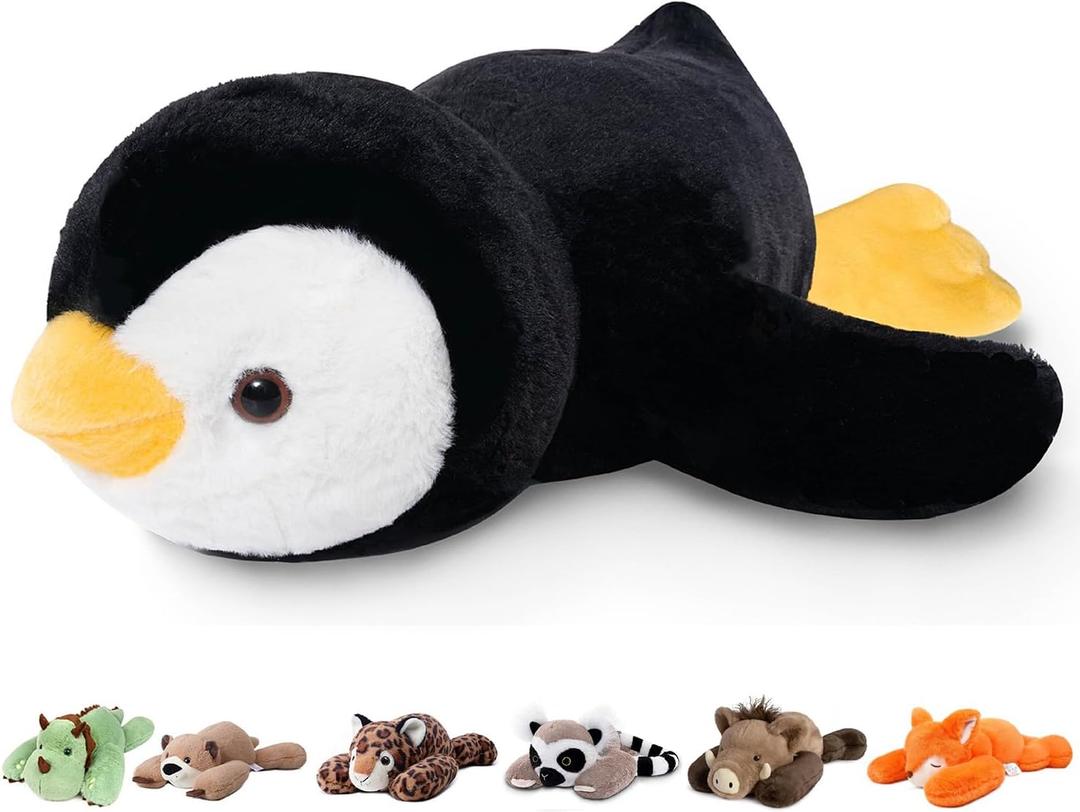 Niuniu Daddy Penguin Weighted Stuffed Animals for Kids & Adults, 25" | 5lb Large Weighted Plushies Pillow for Sleeping and Calming, Cute Lying Plush Toy Huggable Gift for Everyday Comfort