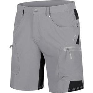 TACVASEN Men's Hiking Cargo Shorts 10" with Zipper Pockets Quick Dry Casual Stretch Golf Work Short Outdoor Summer (Gray) US30