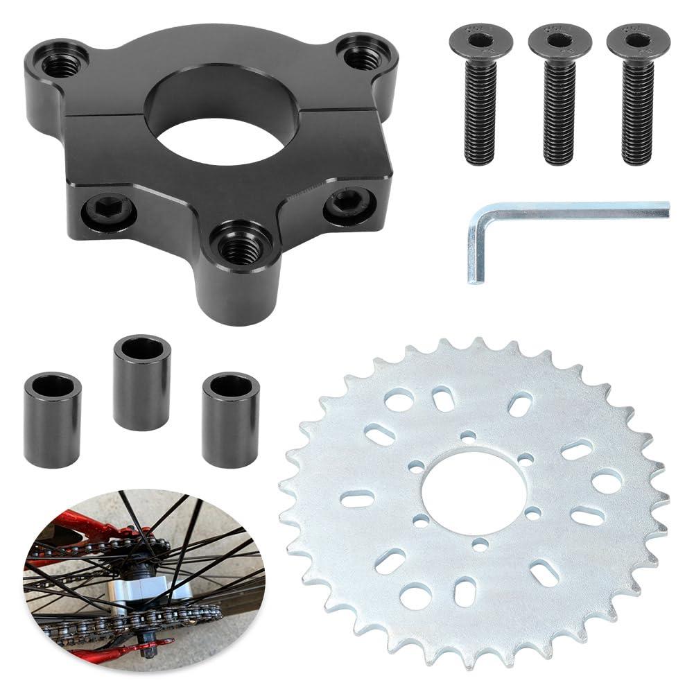 CNC Adapter 32T Sprocket for 1"/1.5"(25mm/38mm) 80cc Motorized Bicycle 415 Chain Replacement Parts for 49cc 50cc 60cc 66cc 80cc 2 Stroke Engine Black