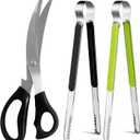 Kitchen Scissors. Korean Barbecue Scissors and Tongs Set, Kitchen Shears and Tongs for Cutting Meat, Chicken, Vegetables, Stainless Steel Multipurpose Non-slip Serrated Sharp BBQ Scissors BBQ Tongs