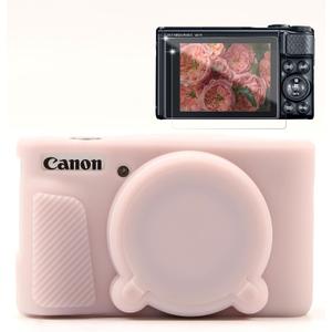 Case for Canon PowerShot SX740 HS, SX730 HS Camera, Soft Silicone Protective Case, Slim Fit Sleeve with Removable Lens Cover and Screen Protector Accessories, Anti-Scratch (Jelly Pink)