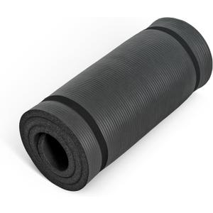 CAP Barbell 1-Inch High Density Exercise Yoga Mat with Strap | Multiple Colors (Black)