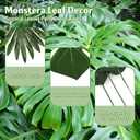 Palm Leaves, 108 Pcs 6 Kinds Artificial Palm Leaves Monstera Tropical Leaves Decor, Green Leaves for Jungle Hawaiian Luau Safari Party Table Wedding Birthday Theme Party Decorations
