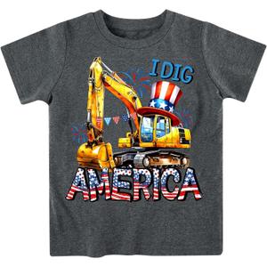 Kids4ever Boys T-Shirts Cotton Alphabet Truck Pattern Short Sleeve Toddler Tee Shirt for 2-6 Years Old (4th of July-1)