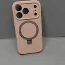 Designed for iPhone 17 Pro Case with Magnetic Invisible Stand, [Compatible with Mag-Safe][Full Camera Protection]Liquid Silicone Shockproof Phone Case with Anti-Scratch Microfiber Lining, Pink