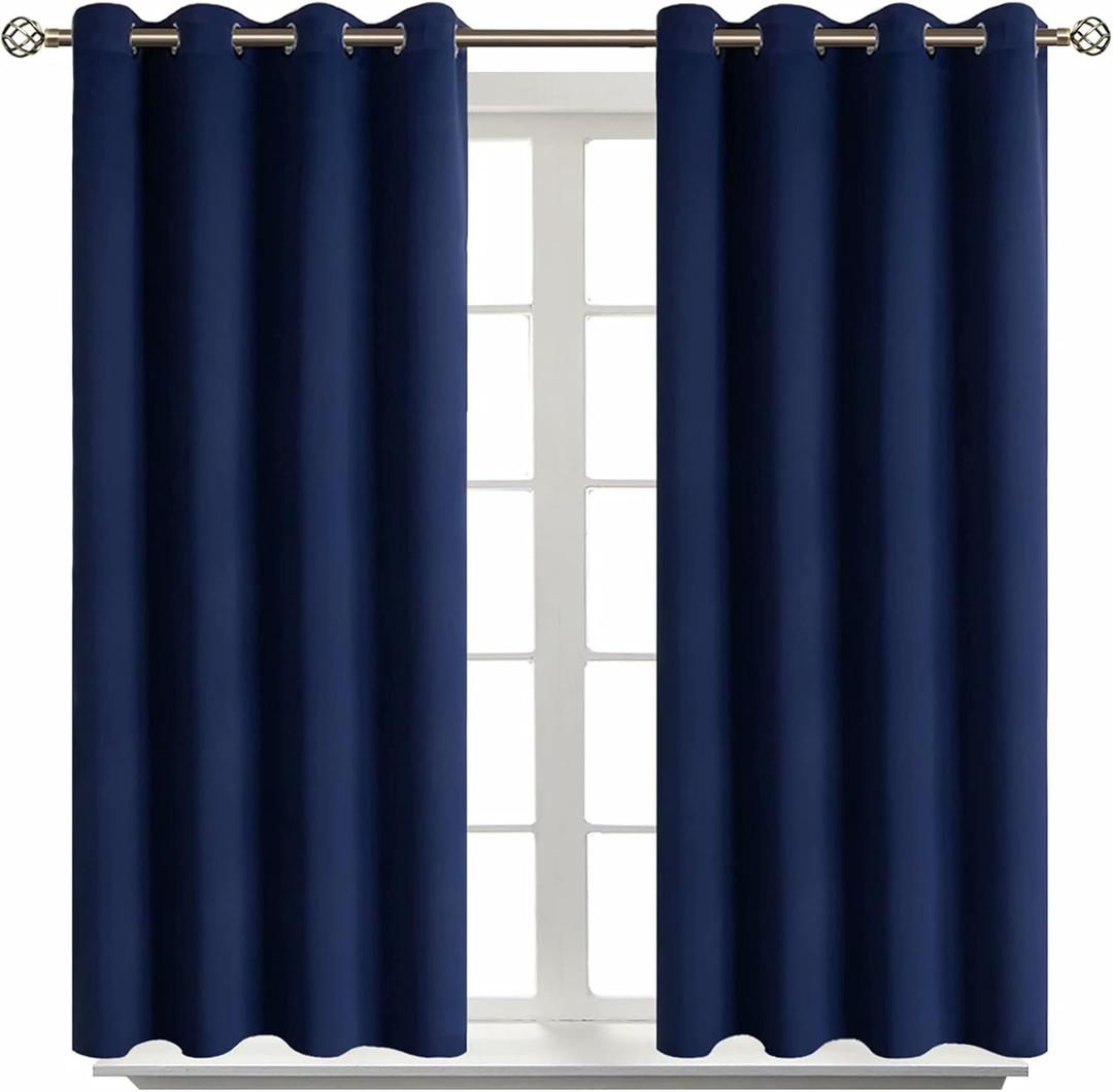BGment Blackout Curtains for Living Room - Grommet Thermal Insulated Room Darkening Curtains for Bedroom, Set of 2 Panels (52 x 45 Inch, Navy Blue)