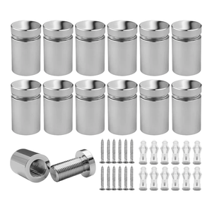 5/8” x 3/4” Inch 12PCS Aluminum Solid Sign Standoff Screws for Acrylic Advertising Screw Wall Fixing standoffs mounts Glass Display Signs (Polished Chrome Color)