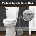 Korky Gray Toilet Plunger and Holder – Heavy Duty Compact Design – Fast Clog Removal – Easy to Clean - Made in USA