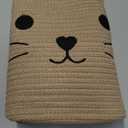 VK VKLIVING Animal Baskets Large Woven Cotton Rope Storage with Cute Cat Design Laundry Organizer for Towels, Blanket, Toys, Clothes, Gifts  Cat Toy Box Pet or Baby Gift Baskets 15"Lx14H" (Jute)