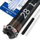 Left Hand WindBlack Cone2" Garage Door Torsion Spring with Non-Slip Winding Bars & Gloves, High Precision Electrophoresis Black Coated, for Replacement, MIN 16,000 Cycles (0.234x2''x28'')