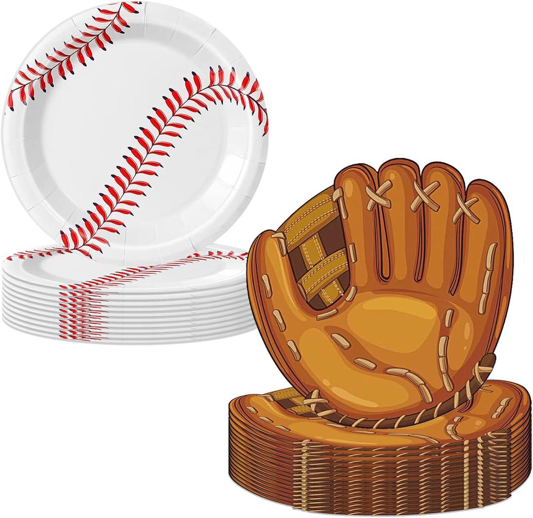 60Pcs Baseball Party Plates,Baseball Party Supplies,7 Inch Round Baseball Themed Dinner Dessert Plates for Cake,Salad,Fruit Pizza丨Kids Birthday Baseball Fan Sports Event&Game Day Decorations