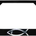 Elektroplate  Chrome Christian Fish Ichthys with Cross on Black All-Metal Standard Size Premium 3D License Plate Frame Tag Holder for Cars/SUVs/Trucks Weather-Proof Automotive Accessory