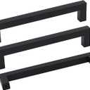 Goldenwarm 10 Pack Black Square Bar Cabinet Pull Drawer Handle Stainless Steel Modern Hardware for Kitchen and Bathroom Cabinets Cupboard,Center to Center 6-1/4in(160mm) Kitchen Cupboard Handles (6-1/4 inch hole centers)