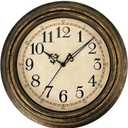 Plumeet Small Retro Wall Clock, 10'' Non Ticking Classic Silent Vintage Wall Clocks Decorative Kitchen Living Room Bedroom - Battery Operated (10'', Copper Gold)