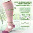 2 Pairs Bamboo Plus Size Compression Socks Wide Calf for Women and Men 15-20 mmHg Knee High Support Stockings for Circulation, XL