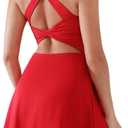 BRXL Built-in Pull Down Shorts and Bra Tennis Dress for Women UPF50+ Athletic Pickleball Workout Sports Active Exercise Golf (Small, Red)