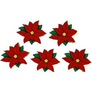 Dress It Up 2951 5 Piece Red Poinsettias Buttons, Varies