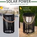 TRIROCKS 2 Set of 10.5'' High Solar Lantern Outdoor Table Lamp Outside Hanging Solar Lights with Olifen Rope Waterproof Rattan Outside Deck Light for Patio Garden Lawn Yard (Black)