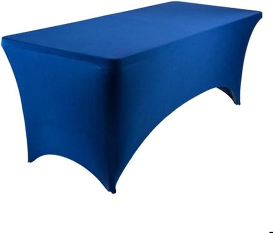 Encell Spandex Tablecloth Rectangular Fitted Tablecloth Protector for Party Banquet Weddings Cocktail Trade Show Blue 6ft