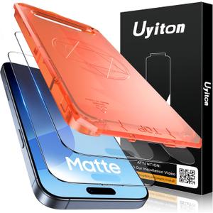 Uyiton Compatible with iPhone 16 Pro Max Matte Screen Protector - Anti-Fingerprint Shatterproof Full Coverage Case Friendly Smooth as Silk 9H Tempered Glass Screen Cover, 2 Pack